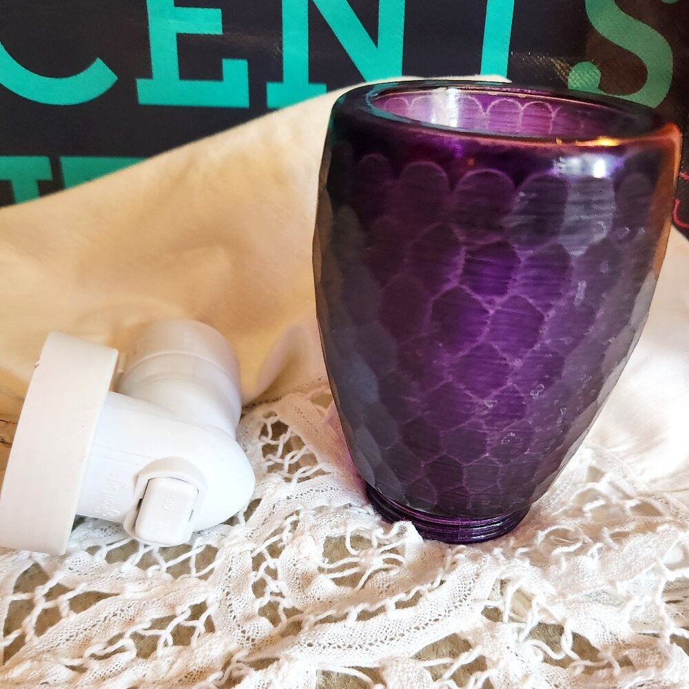 Scentsy Blackberry Purple Glass Plug In Nightlight Mini Wax Warmer Retired